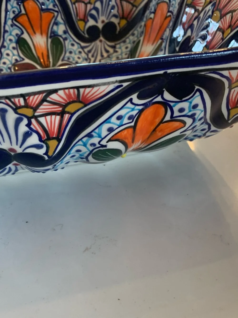 Vintage Talavera Rectangular Serving Bowl Pottery Dish Hand Crafted Mexico 12” - Picture 6 of 10
